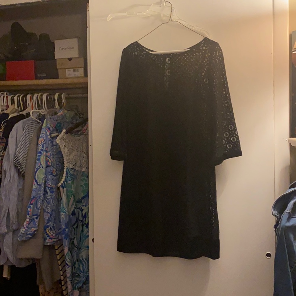 Little black lace shift dress